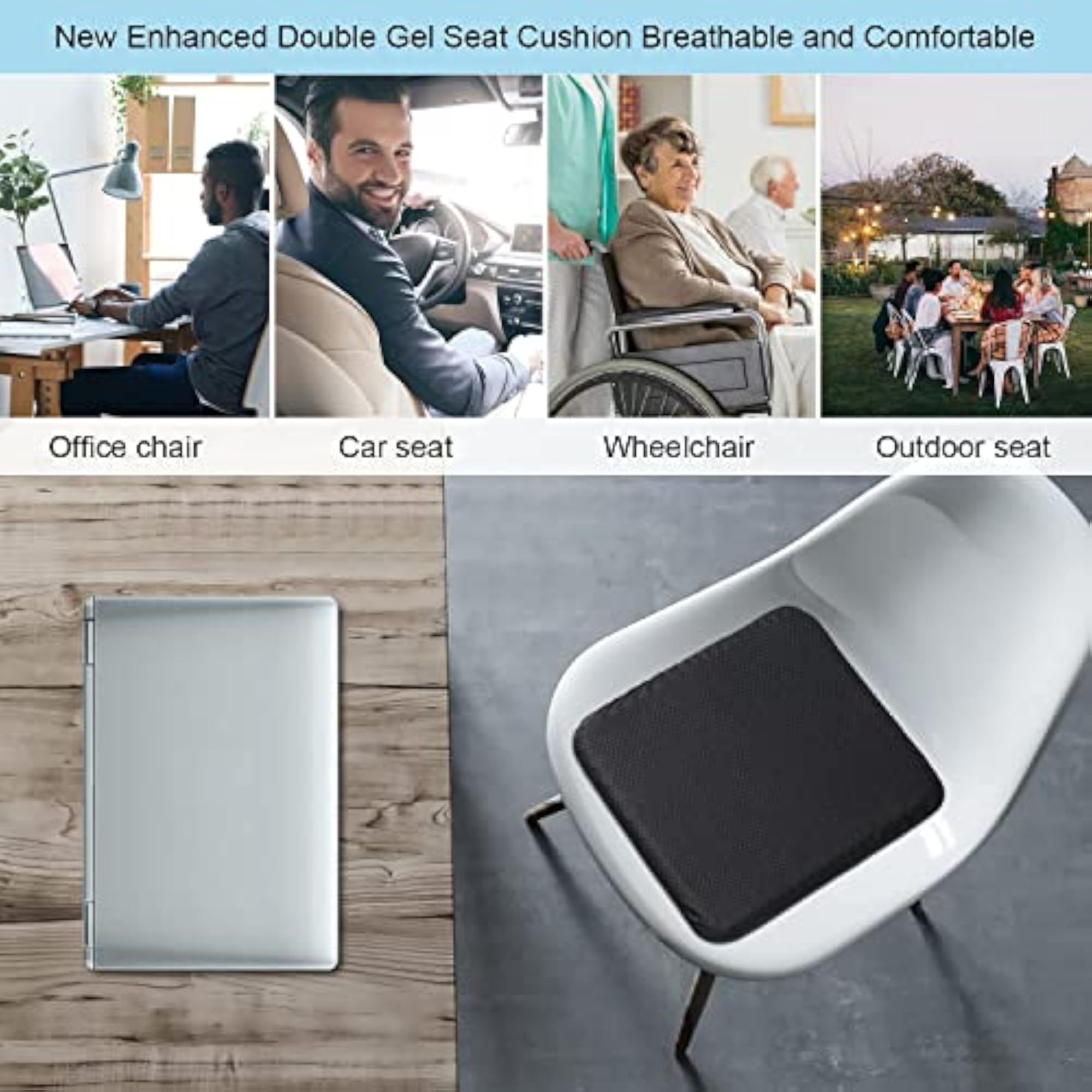 Cooling Gel Seat Cushion for Sciatica and Back Pain Relief